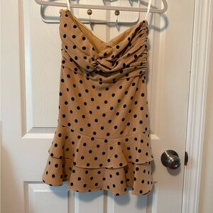 NBD x Naven Polka Dot Ruffle Skirt - Tan and Black | S